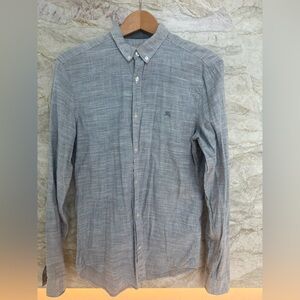 Burberry Men's Blue Checkered Button Down Shirt